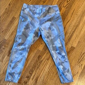 Athleta Blue and Gray Camouflage Leggings